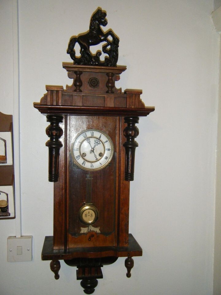 Antique Victorian Vienna Chiming Wall Clock with Horse on Top eBay