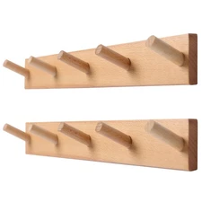 2 Pack Coat Rack Wall Mount 17 Inch Coat Hooks for Hanging Wooden Wall Hooks ...