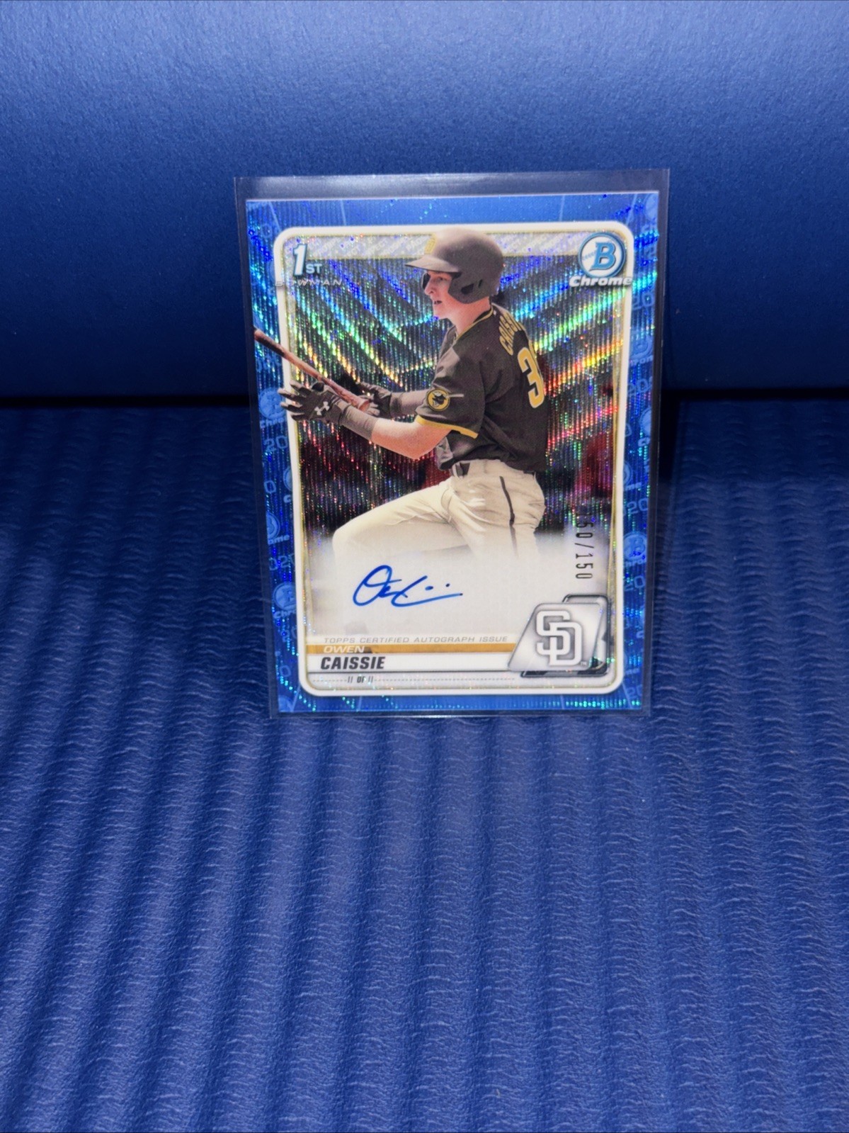 2020 Bowman Chrome Owen Caissie Blue Refractor Auto /150