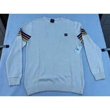 Rip Curl Surf Revival Crew Neck Sweater Mens Large Beige Striped Knit Cotton