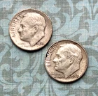 LOT -1954 "S" & 1963 "D" in "F" , "VF" cond.,90% silver dimes, BOLD  mintmarks