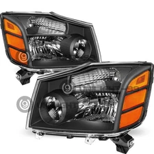 For 2004-2015 Nissan Titan/2004-2007 Armada Black Headlights Assembly Headlamps