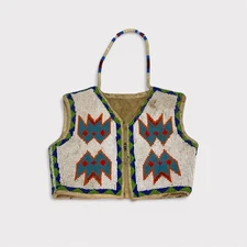 Antique Native American Sioux Fully Beaded Leather Baby Vest Museum Grade 