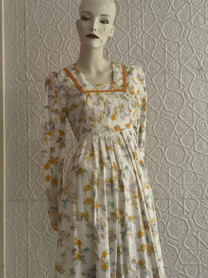 Винтажное хлопковое макси-платье 1960-х с цветочным рисунком из прерий Louis Caring хиппи богемное - Изображение 2 из 4