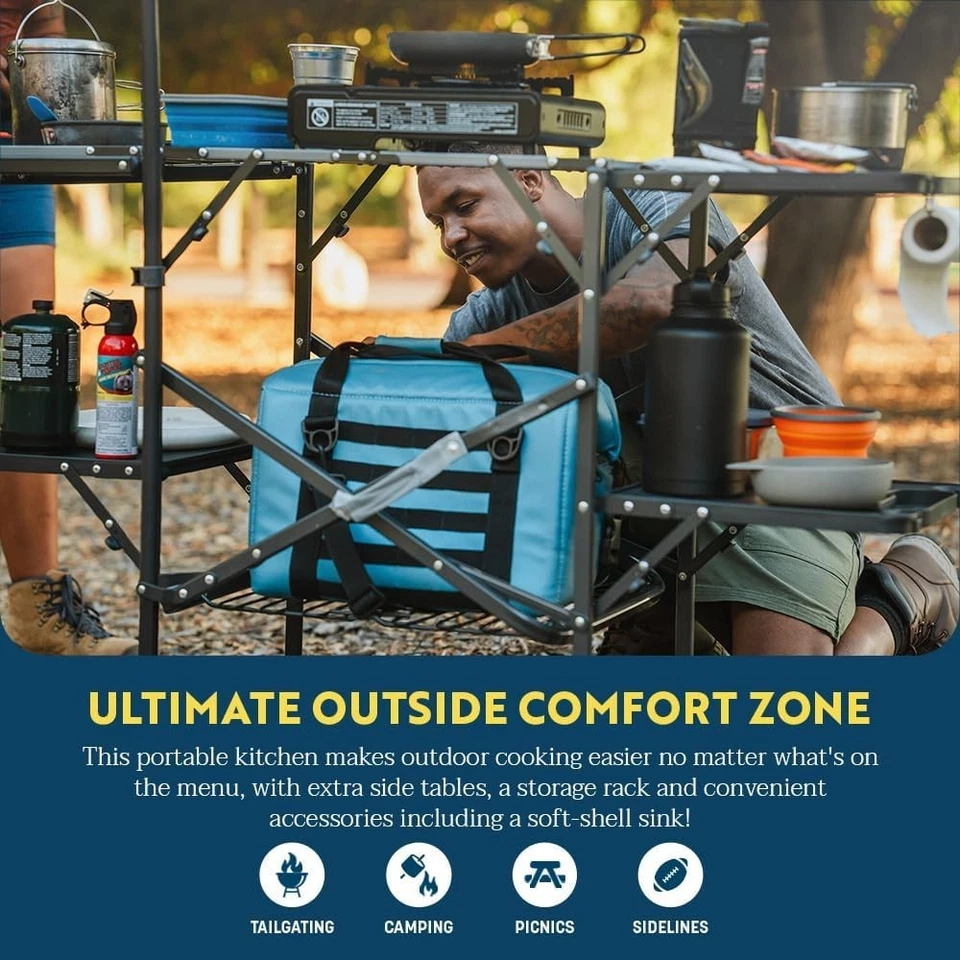 GCI OUTDOOR Master Cook Station | Mesa de cocina plegable portátil con carcasa blanda Foto 3 de 4