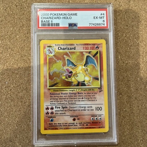 2000 Pokemon TCG - Base Set 2 II - Holo Charizard #4 - PSA 6 EX-MT