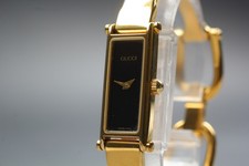 Vintage [Exc+5] GUCCI 1500 Black Gold Bangle Elegant Ladies Watch JAPAN