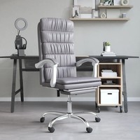 BüRostuhl Mit Liegefunktion Grau Kunstleder Ergonomisch HöHenverstellbar