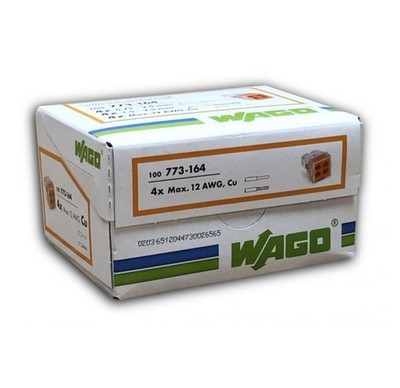 Wago 773-164 Wall-Nuts Connector 4-Wire 18-12 Solid 16-12 Stranded Box of 100