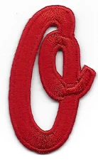 SCRIPT LETTERS - Red Script  2" Letter "O" - Iron On Embroidered Applique