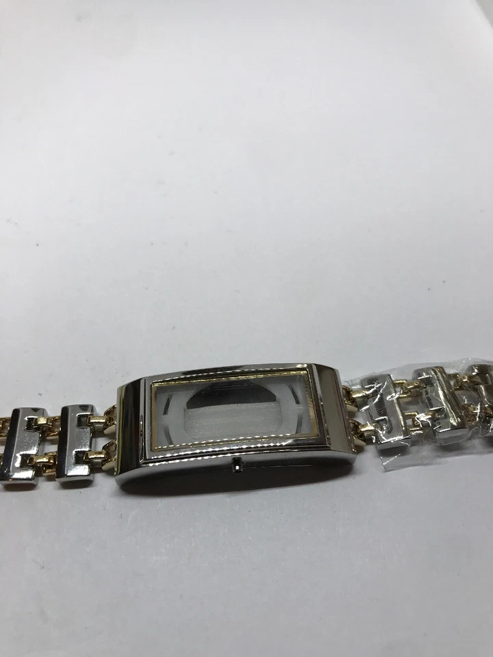 #T129# DKNY Watch Bracelet Full Band Links Case Crystal 2 Tone 12mm - Image 2 of 4