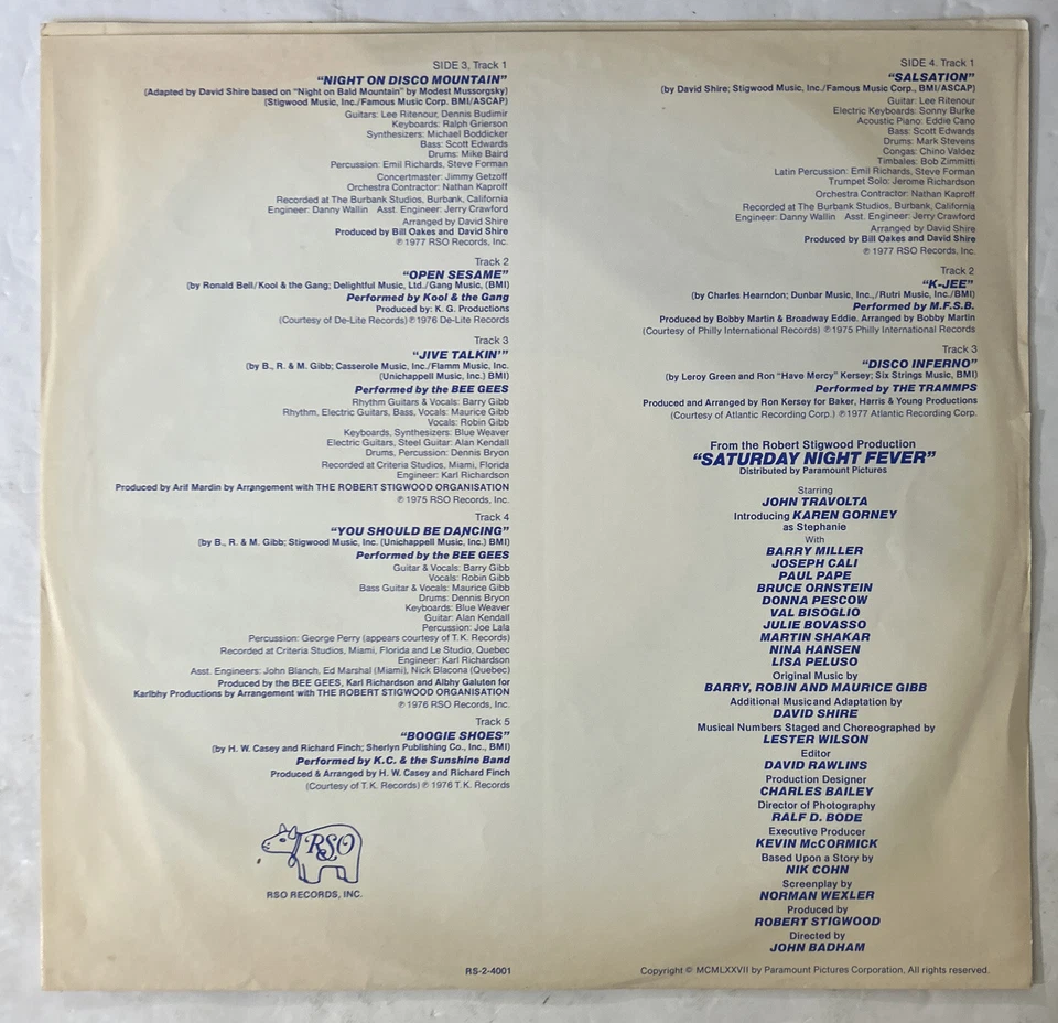 Saturday Night Fever The Original Movie Sound Track Double LP 1977 RS-2-4001 - Image 4 of 4