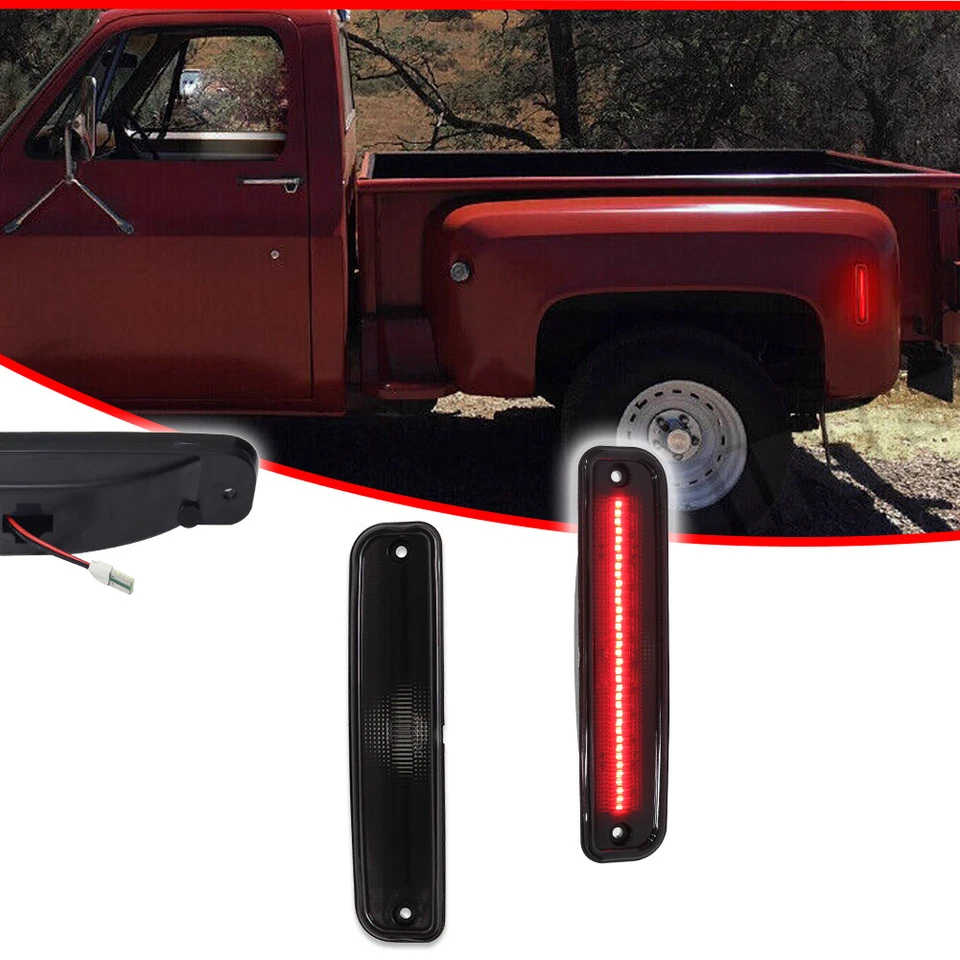 2x Smoke Red LED Side Marker Lights 73-80 GMC Chevy Pickup Blazer Suburban Jimmy - Image 2 of 4