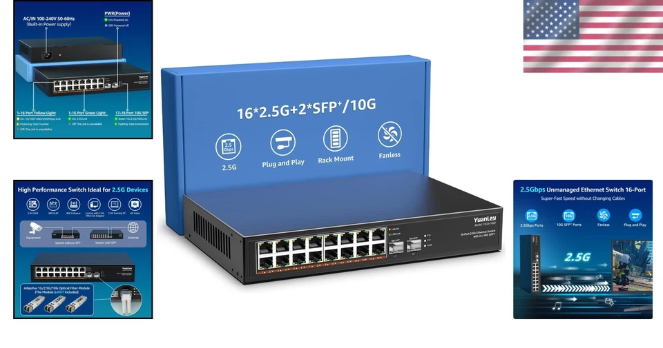 Fanless 2.5Gbe Ethernet Switch, 18 Ports with Metal Design for Silent Operation - Image 2 of 4