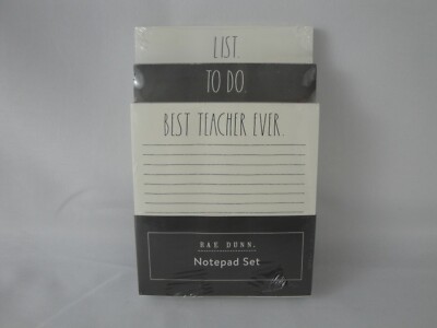Best Teacher Notepad Gift Set Rae Dunn Stationary 3-Pack 75 Sheets Each NEW