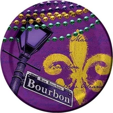 Rue Bourbon Street New Orleans Mardi Gras Theme Party 9" Paper Dinner Plates