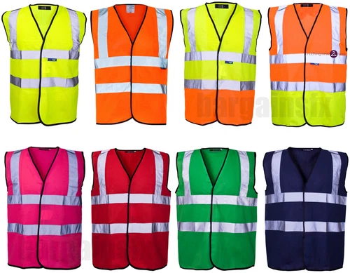 HI VIZ VIS VISIBILITY SECURITY WORK VEST TWO TONE SAFETY WAISTCOAT COLOURS SIZES