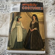 Simplicity 7756 Shakespeare Elizabethan Dress Costume Size 10 12 14 Pattern 0637