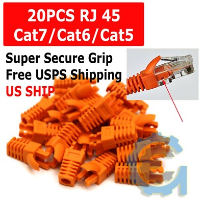 20PCS Orange RJ45 Connector Modular End Cap Boot Head CAT5 Plug CAT6 CAT5E Cable | eBay