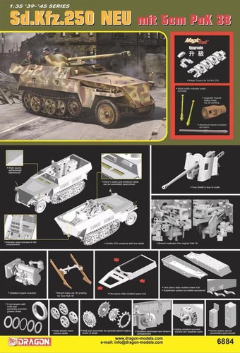 DRAGON 6884 1/35 Scale Sd.Kfz.250 NEU mit 5cm PaK 38 Model Kit - Picture 2 of 2