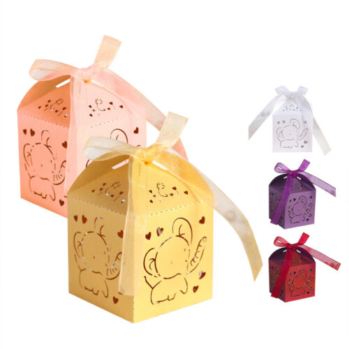 Laser Cut Elephant Candy Boxes Wedding Favor Baby Shower Wholesale - Picture 1 of 12