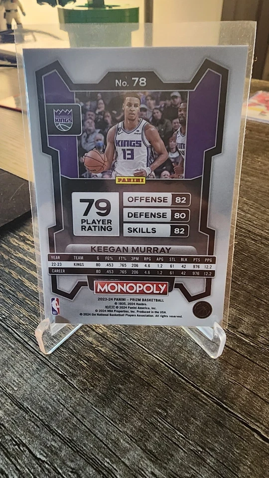 2022-23 Panini Prizm Monopoly Keegan Murray #78 Kings Rookie Card RC Basketball - Image 2 of 2