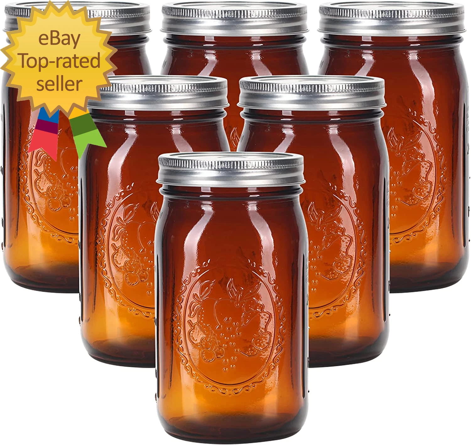Amber Glass Mason Jars 32 Oz Wide Mouth with Airtight Lids and Bands 6 Pack Larg
Opens in a new wind