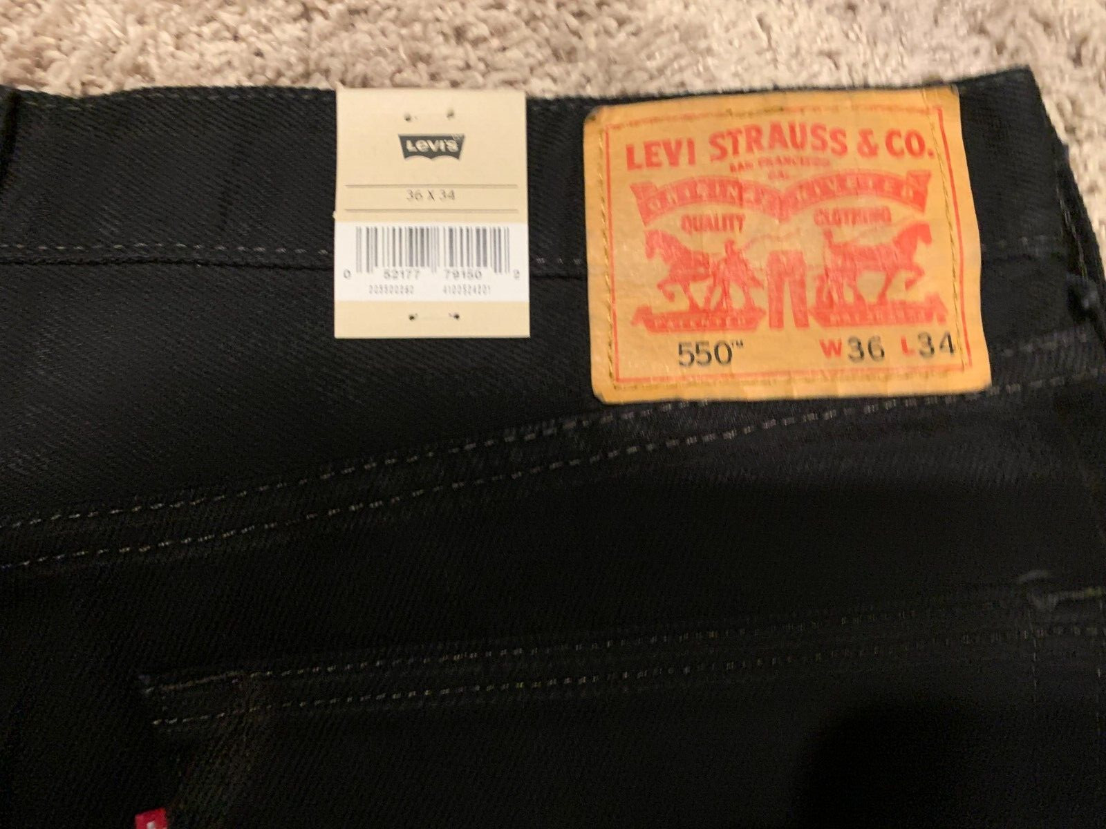 Levi's 550 Relaxed Fit Black Jeans 100% Cotton Men's 36X34 NWT RT$$64.50 0260 A4 thumbnail 5