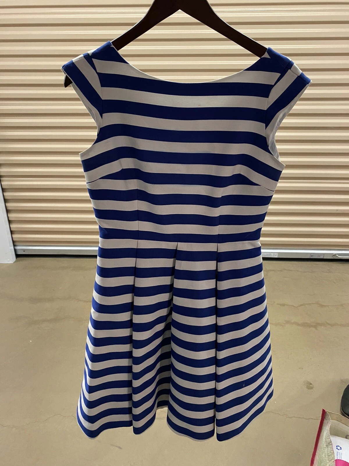 Abito a righe Kate Spade Mariella blu navy e bianco $395 tg. 8