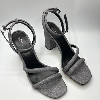 Michael Kors Women Hazel Ankle Strap Pixie Shimmer Heel Anthracite 11 NWT