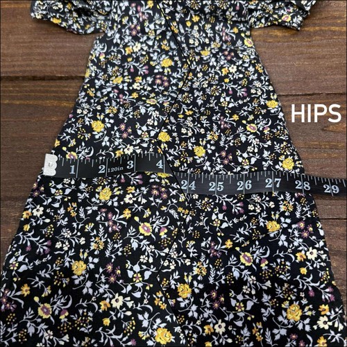 Madewell Floral Dress Womens Size XL Black Button Front Short Sleeve Mini Pocket - Picture 19 of 21