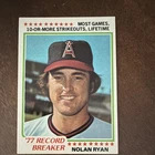 Topps 1978 Nolan Ryan #6 '77 Record Breaker California Angels Baseball Card