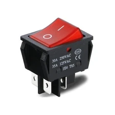 30A 250VAC/35A 125VAC KCD2 KCD4 Rocker Switch DPST 4 Pin Red Lighted 120V Roc...