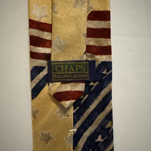 Vintage Chaps Ralph Lauren American Flag Fat Tie 4th July Stars Stripes Made USA - Picture 3 of 4