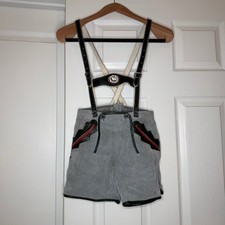 German Oktoberfest Boys Kids Sz 134 US 8-9 Lederhosen Suspenders Bib 24" Waist