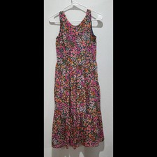 J Crew Dress Size XS Tiered Floral Pink Back Zip  17" P2P  Approx 29" Waist