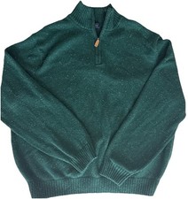 Crown and Ivy Men Sweater XL Christmas Green Pullover 1/4 Zip Long Sleeves