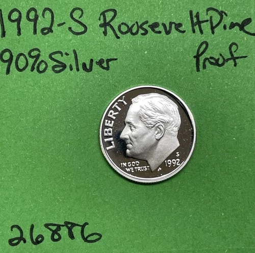 1992 S Roosevelt Dime Gem DCam Proof 90% Silver