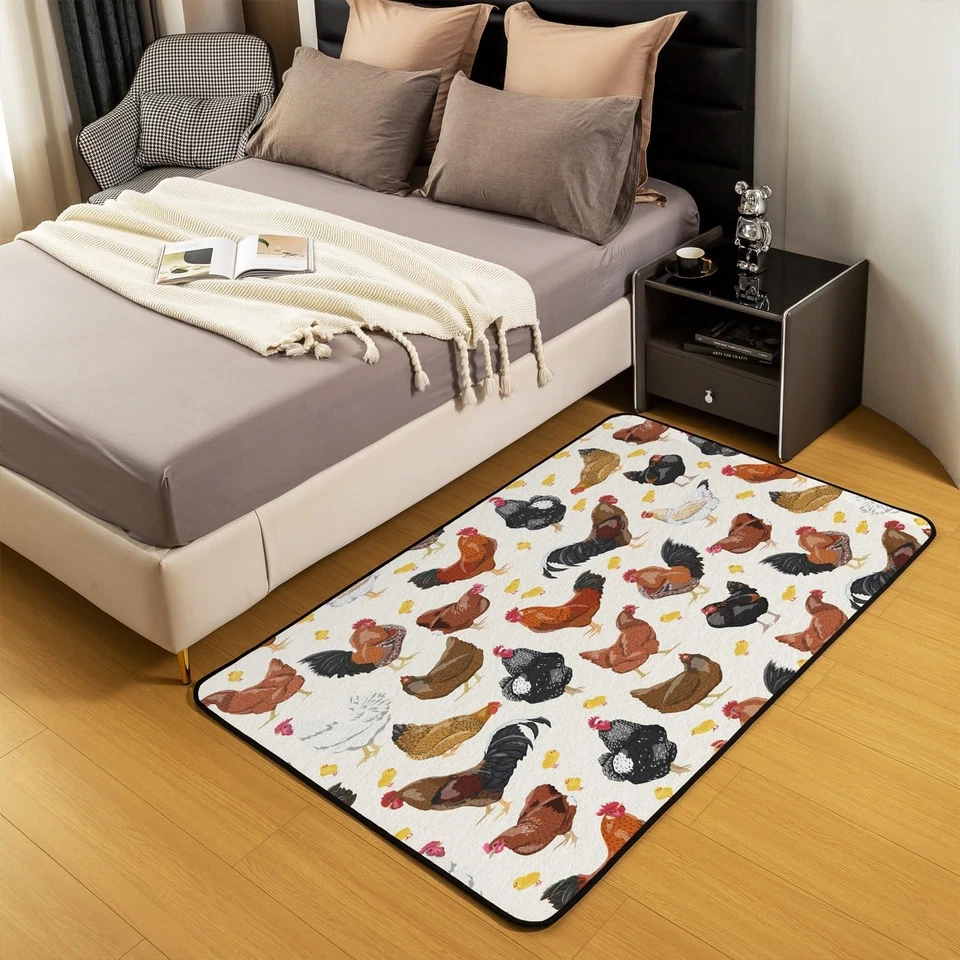 Alfombra de área de pollo 3x5 animales de granja alfombras de sala para niños niñas adolescentes granja N... Foto 4 de 4