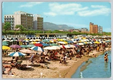 Pesaro, Italy La Spiaggia, Hotel Lido beachfront, crowded umbrellas, Chrome