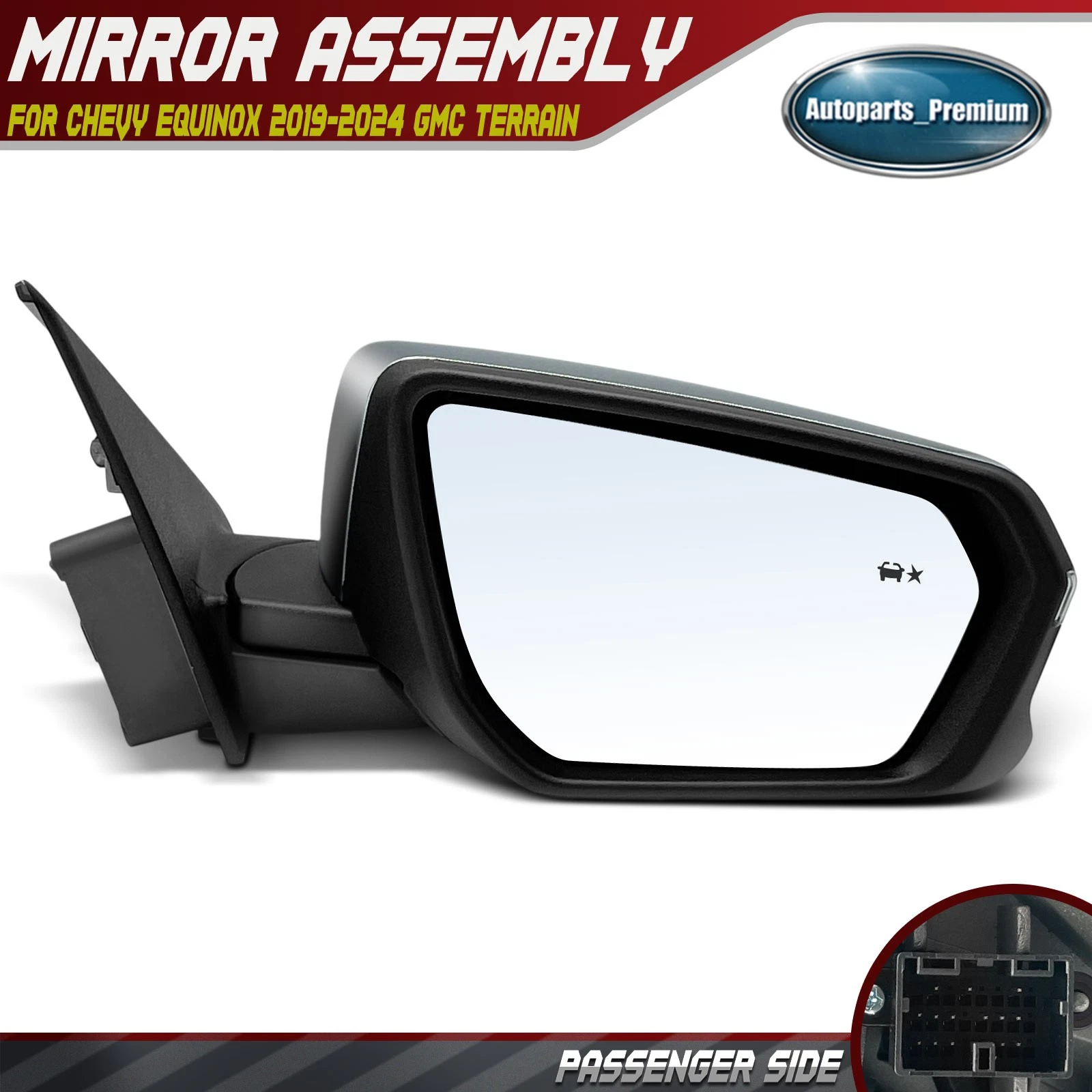 Passenger Power Mirror with Manual Folding Heated for Chevy Equinox GMC Terrain