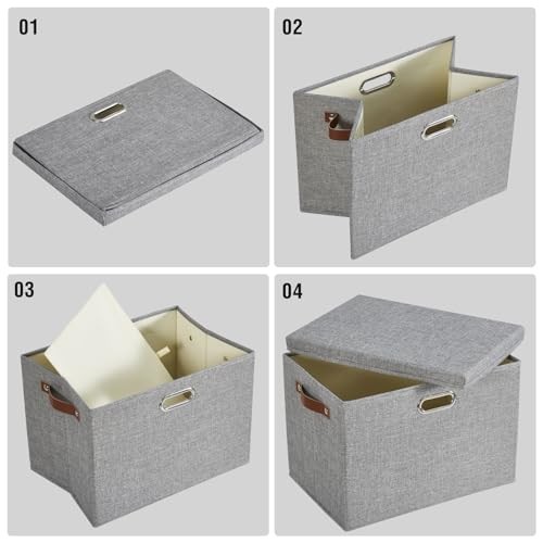 17" Large Collapsible Storage Bins with Lids, Stackable Closet Organizers with - Picture 7 of 7