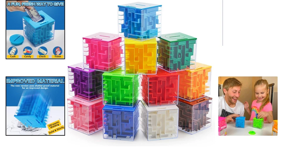 Reusable 12 Pack Money Maze Puzzle Boxes - Perfect for Birthdays and Christmas - Image 2 of 4