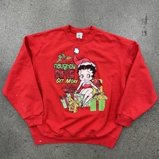 Vintage Betty Boop Christmas Sweatshirt XL 24x26 Naughty Girls Get More