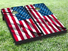 United States Flag Cornhole Board Wrap LAMINATED Wraps Decals Vinyl skin 01