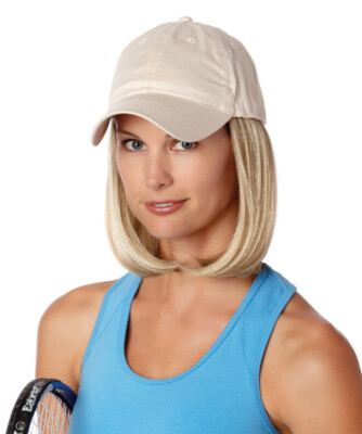 CLASSIC HAT WITH HAIR by HENRY MARGU, Beige Baseball Cap *ALL HAIR COLORS*, New