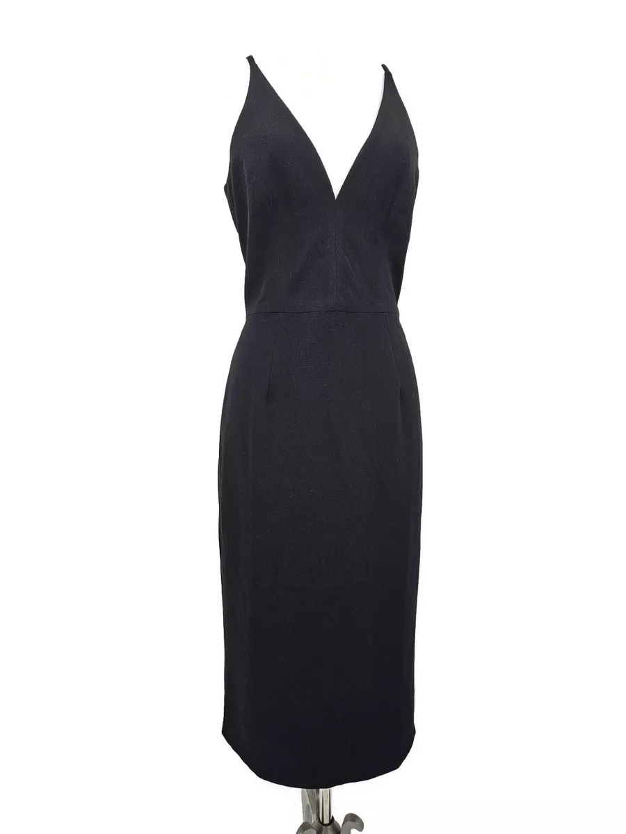 New Dress the Population Lyla Crepe Dress Womens L Black Cocktail Sheath