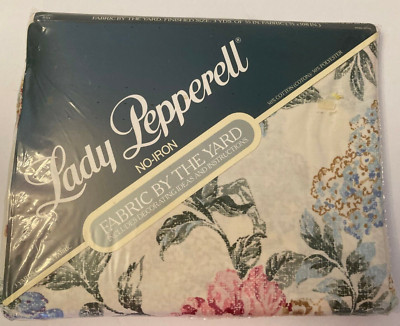 Lady Pepperell No iron Fabric by the Yard 55'' x 3 yds Flowers Woodmere VTG USA b