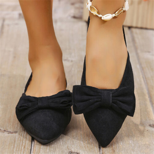 Women's Closed Pointed Toe Bowknot Flats Shoes Casual Slip On Slingback Sandals - Picture 6 of 14
