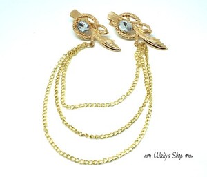 Détails Sur Bijou Chaînes Pour Cheveux Pinces Coiffure Soirée Mariage Or Et Strass Femme